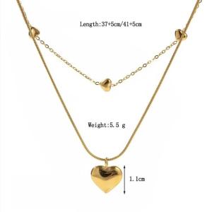 Quality OEM Women Necklaces Titanium Steel Heart Double Layer Gold Necklace wholesale