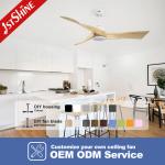 230V Solid Wood Blades 3 Color LED Dimmable Ceiling Fan With Remote Control