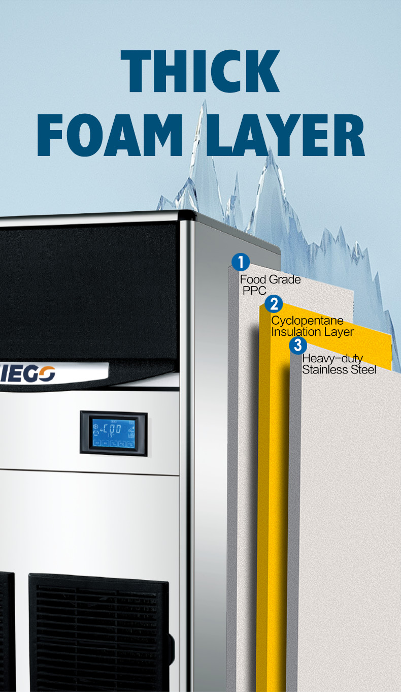 100KG Barrel Ice Maker R404a Commercial Ice Cube Machine Air Cooling
