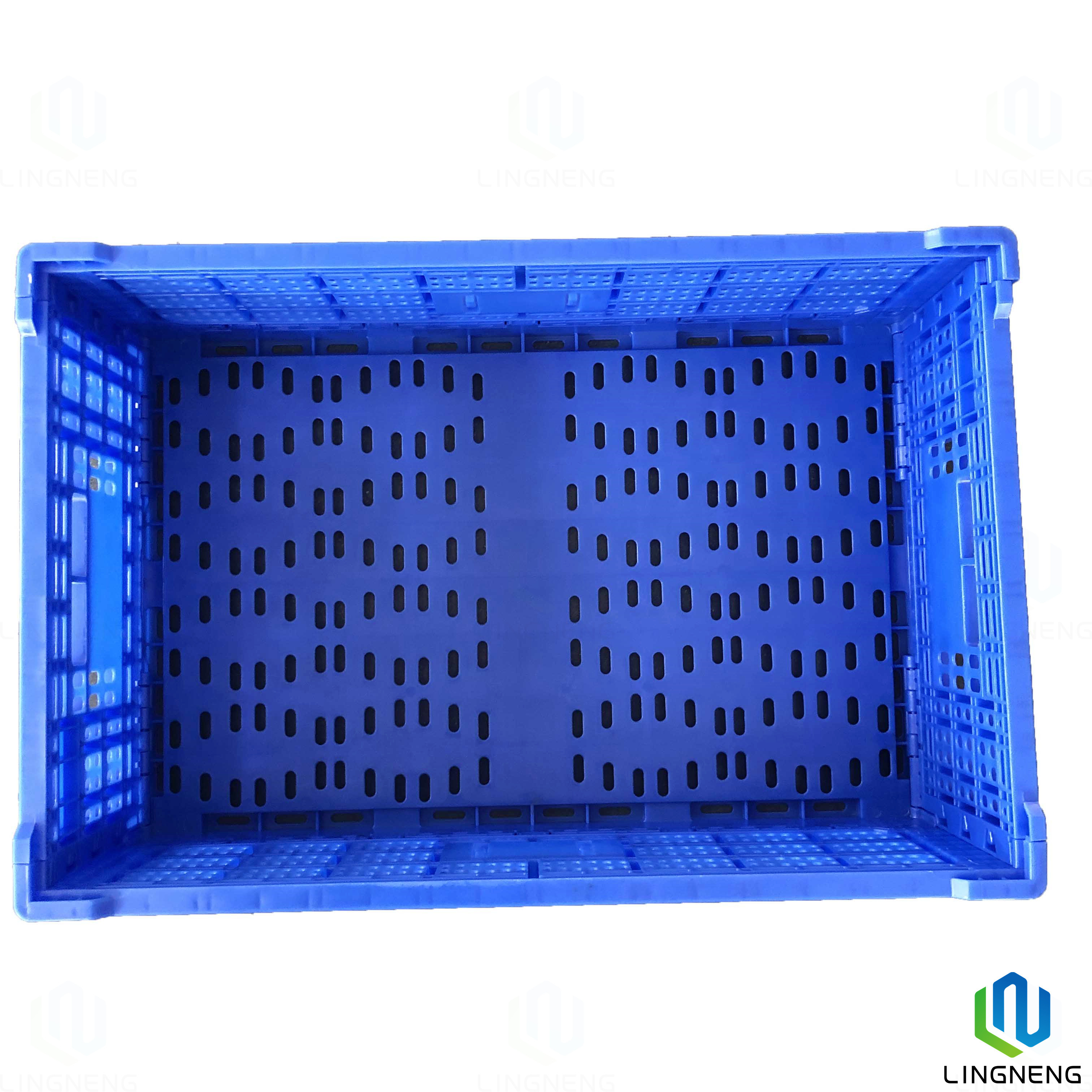 Supermarket Collapsible Hard Plastic Storage Crates 34L Foldable Vegetable Crates With Holes