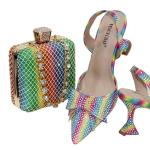 Supoo Orange shiny Italian ladies shoes matching bags with stones african