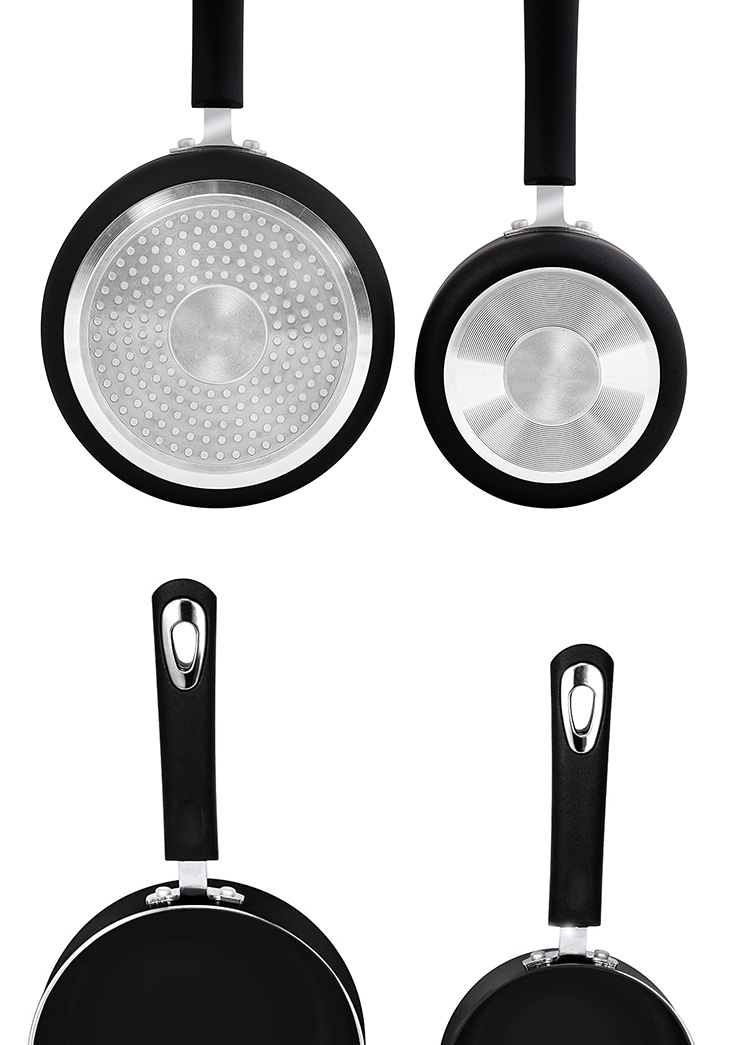 Wholesale Top Seller Black Kitchen Cookware Milk Pot Aluminum Non Stick Sauce Pan Set With Bakelite Handle