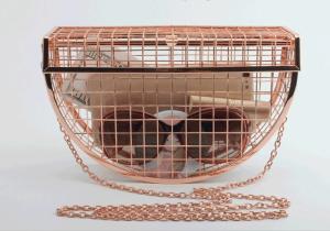 Quality High - End Metal Mesh Metallic Clutch Bag Half-Round Hollow For Women wholesale