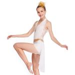 Lyrical Costume Half Skirt Biketard Halter Neck Dance Dress Performance