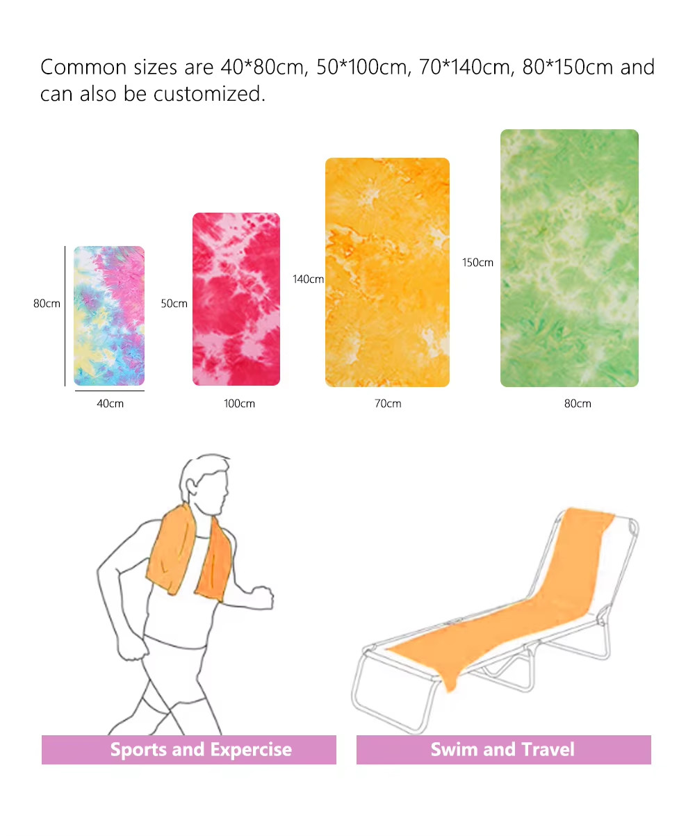 Wholesale Black Microfiber Sport Towel Sublimation Personal Colorful Quick Drying Tie-Dyed Sport Fitness Towels 50x100cm