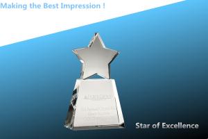 Quality crystal star award/top star award/crystal award/crystal trophy/star of excellence award wholesale
