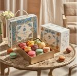 Varnishing Macaron Favour Paper Food Gift Boxes Packaging With Divider