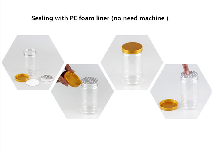 Aluminum Screw Lid Food Storage Jar Dia 55mm Plastic Clear Tea Coffee Sugar Canisters