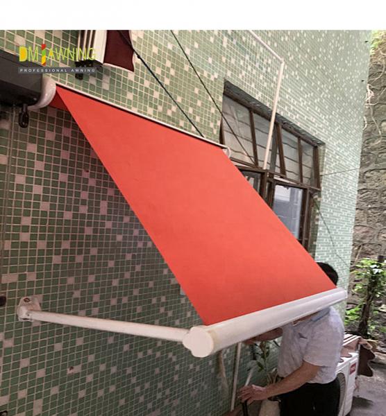 Aluminum Drop Arm Electric Retractable Window Awnings Remote Control