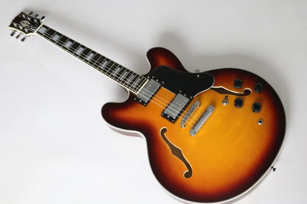New style tobocco burst Gold hardware shark fin hollow Electric Guitar The