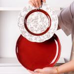 Business Gifts Technique Under Glazed Porcelain Dinner Set For Red Spring
