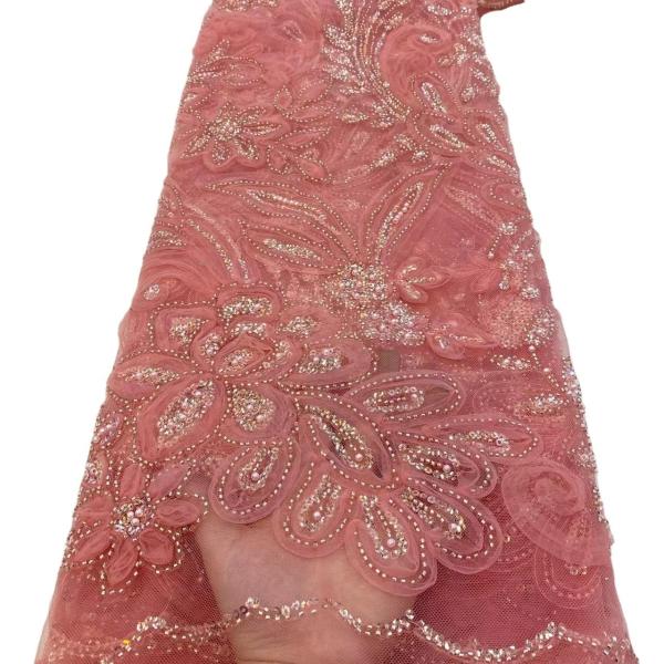 New good quality wedding bridal dress pink beaded lace with sequins Austria