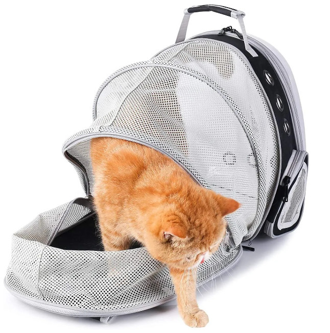 Cat Pet Carrier Backpack Transport Bag Lock Safety Zippers Portable Breathable