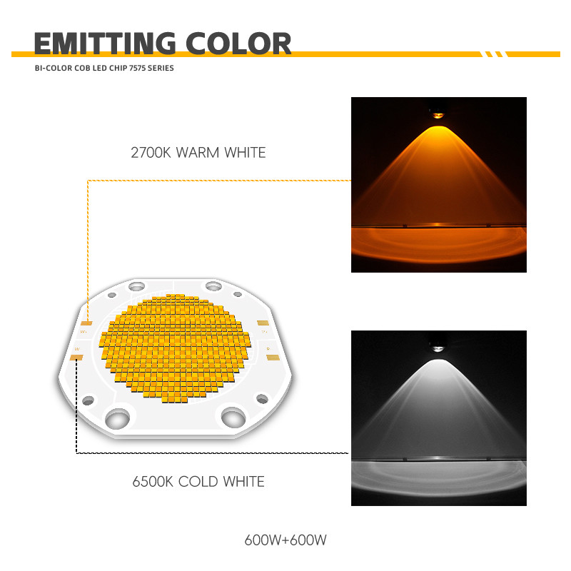Bi Color 2700K 6500K High Power CRI 95 600W COB LED Chip Module PCB Board for LED Video Fill Photography Light