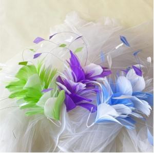 Quality Millinery Supplies Goose Feather Flower Mount with Wire Accessory in 15*15 cm Size wholesale