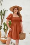Large Size Women′s Large Size Solid Color Leisure Holiday Dress Travel Square