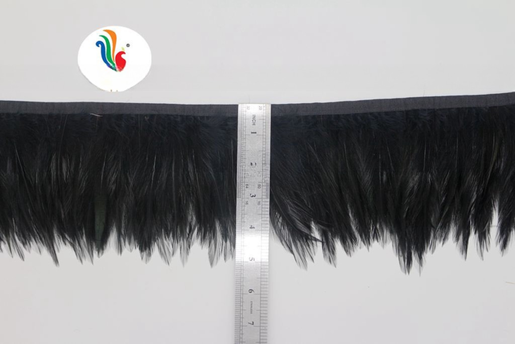 4-6 Inch Party Decoration Saddle Hackle Feather Fringe Trimming with Satin Ribbon Tape