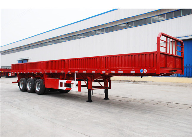 3 axle 40 ton Dropside Semi Trailer , Side Wall Semi Trailer With Single Tire