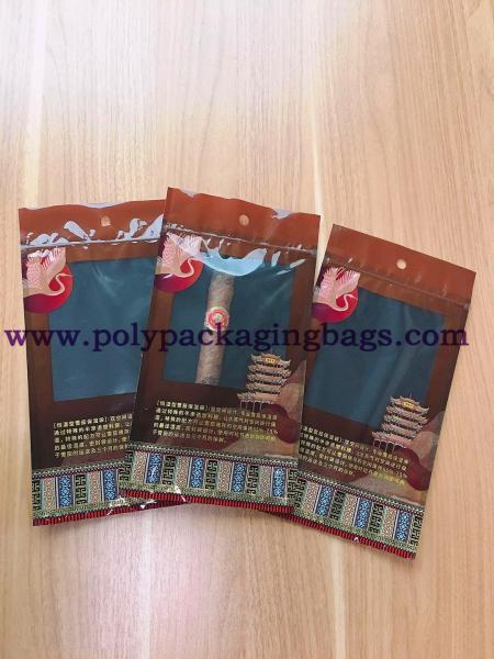 Ziplock Transparent Window Tabacco Pouch 72% Moisture Zipper Cigar Packaging Bag