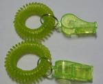 Customer OEM Transparent Green Safety Wrist Whistle Coil Key Holder