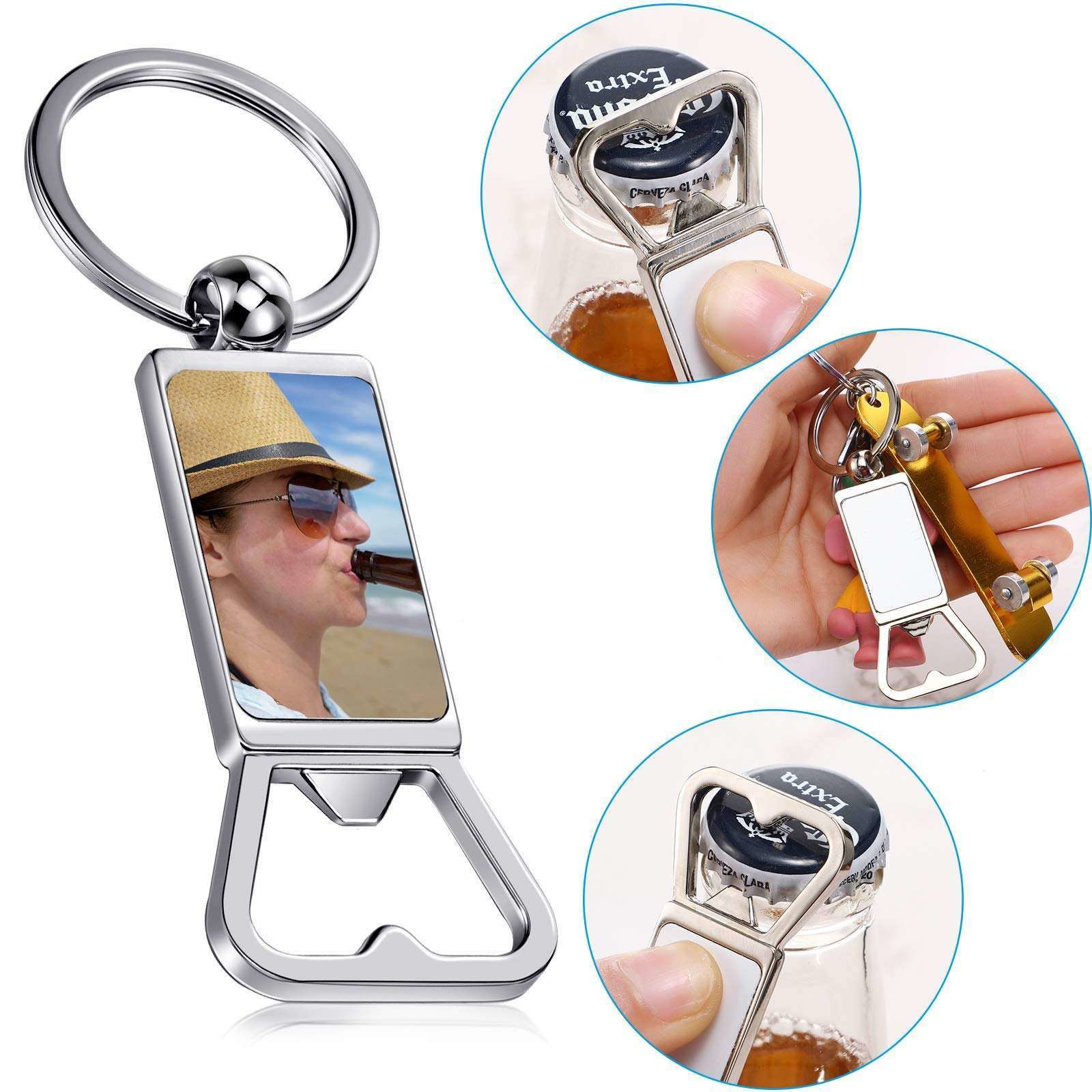 Blank Metal Sublimation Bottle Opener With Keychain For Custom Sublimation Keychain Bottle Opener