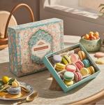 Varnishing Macaron Favour Paper Food Gift Boxes Packaging With Divider