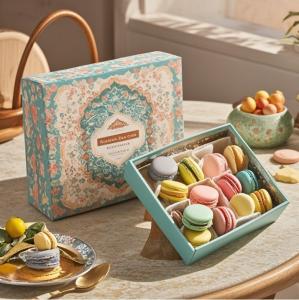 Quality Varnishing Macaron Favour Paper Food Gift Boxes Packaging With Divider wholesale