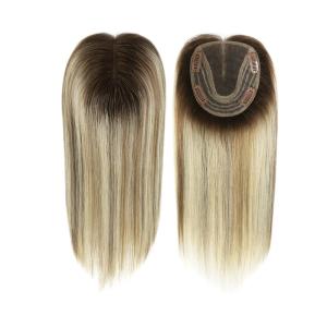 Quality 100% Remy Hair human Hair Brazilian 12 inch hair double lace in middle with wefts back for hair topper for women wholesale