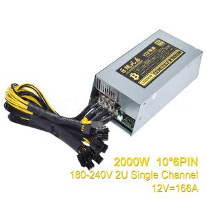 Quality 2000W 12V 166A Power Supply 220-240V Input 10x6Pin Efficiency Multi-GPU wholesale