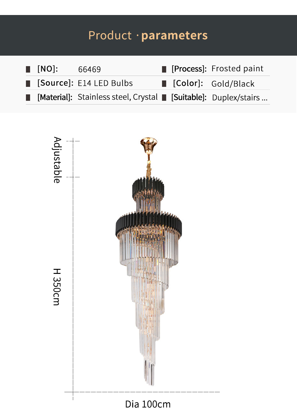 Large Top Long Crystal Led Chandeliers Hotel Hall Living Room luxury lights(WH-NC-48)