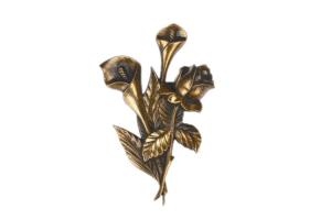 Quality Calla Lily Design Cemetery Decorations Bronze Color For Tombstone Hardware wholesale