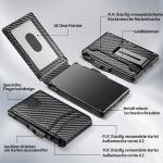 6-in-1 Black Carbon Fiber Genuine Leather Multifunctional Aluminum Card Wallet