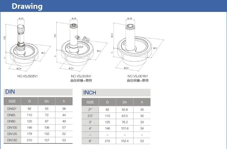 ISO9001 / 2008 DN25-DN150 Basic weld on sight glass for pharmacy
