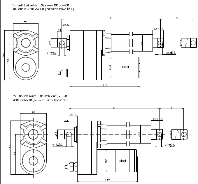 CE certificate 12v electromechanical linear actuator with feedback, Industry linear actuator IP65 waterproof