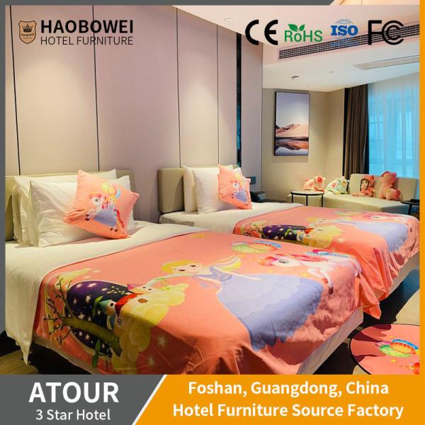 3 Star Customized Hotel Bedroom Set with Solvent-Free Anti-Fouling Leather Seat