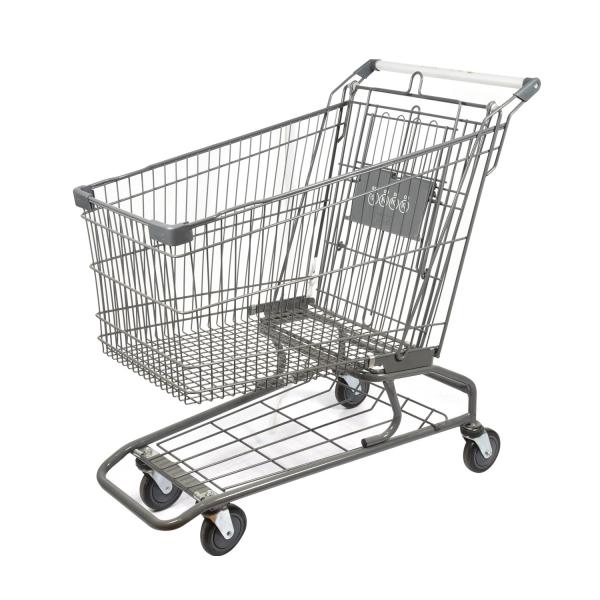 Light Gray 180L Large Capacity American Metal Shopping Cart Zinc And Powder