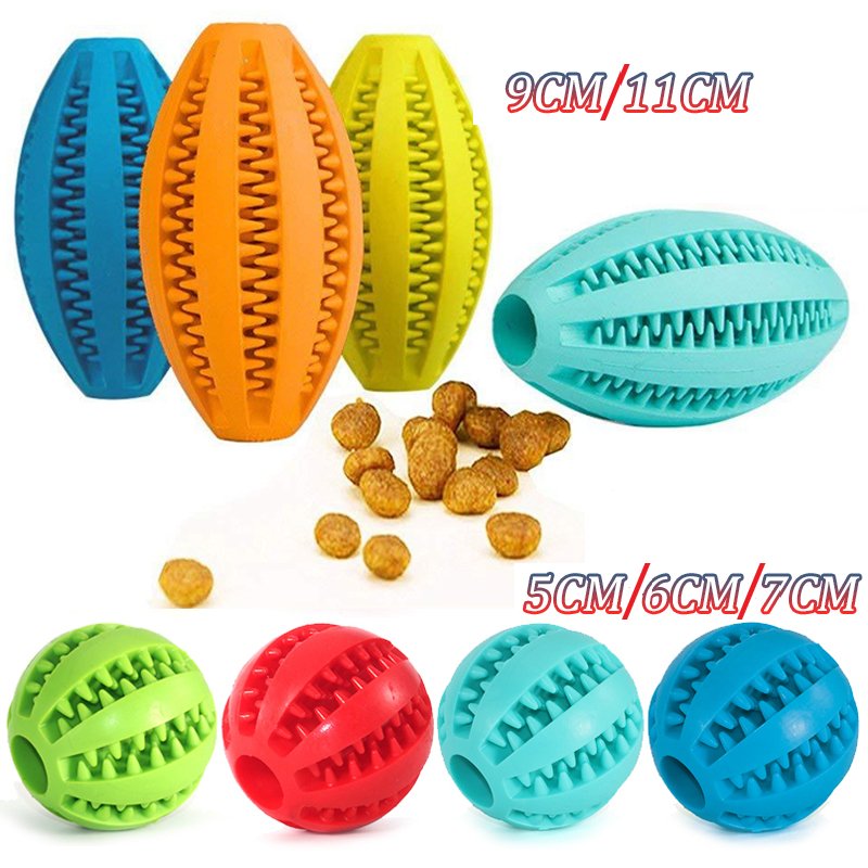 Dog Chew Toys Tpr Rubber Puppy Treat Toy Ball Feeding Ball For Pet in Light blue/yellow/red/dark blue/orange/green Colors