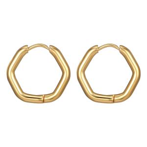 Quality Hexagon Earrings Gold Studs , Hexagonal Earrings For Parties wholesale
