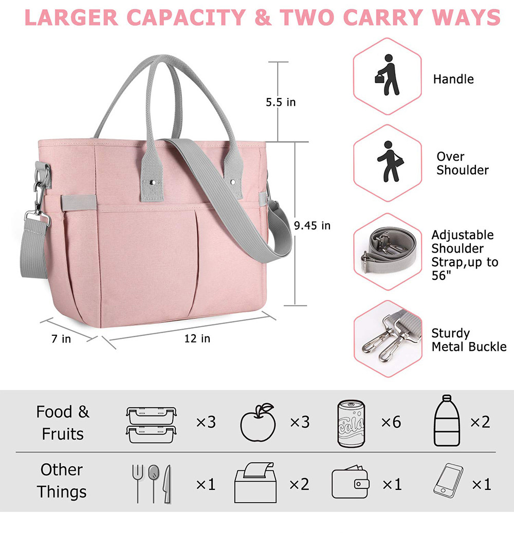 Large Multi-functional Lunch Tote Box with Removable Shoulder Strap
