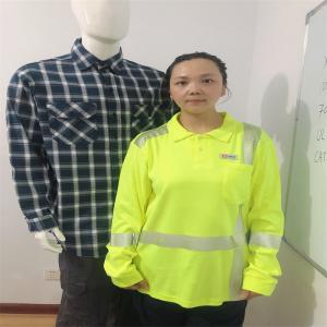 Quality 7oz Yellow Hi Vis Workwear FR Knitted HRC2 Safety Shirt wholesale