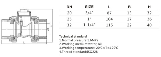 1/2in Female Thread Brass Horizontal Check Valve DN15 One Way Non Return Check Valve