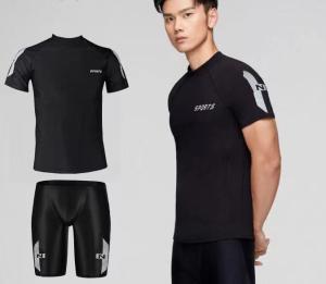 Quality Solid Color Two Piece Mens Swimsuit Anti Embarrassment Mens 2 Piece Swim Set wholesale