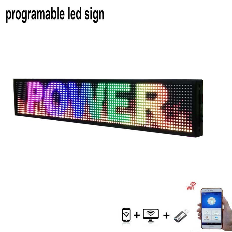 P5 Programmable Scrolling LED Window Display Signs 40*8 Inch Indoor