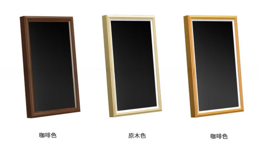 UHD 65" inch Large LCD LED digital video photo frame with Wood frame for NFT advertising display with wooden frame monitor
