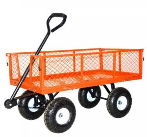 Quality Green Foldable Steel Mesh Tool Cart for Heavy Duty Lawn Garden Yard Trolley Wagon Cart wholesale