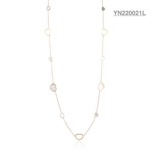 Quality White Shell Inlaid Heart Pendant Necklace K Gold Stainless Steel Long Neck Chain wholesale