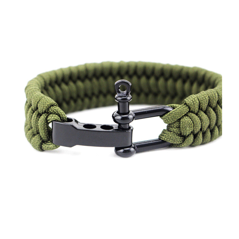 Paracord Survival U Shackle Wristband Woven Parachute Cord Braided Rope Bracelet