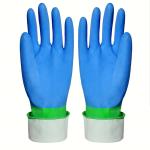 Bi Color Flocklined M60g Dish Wash Hand Gloves For Household