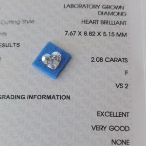 Quality 2.08ct CVD Heart Shaped Lab Grown Diamond VS2 F OEM ODM wholesale
