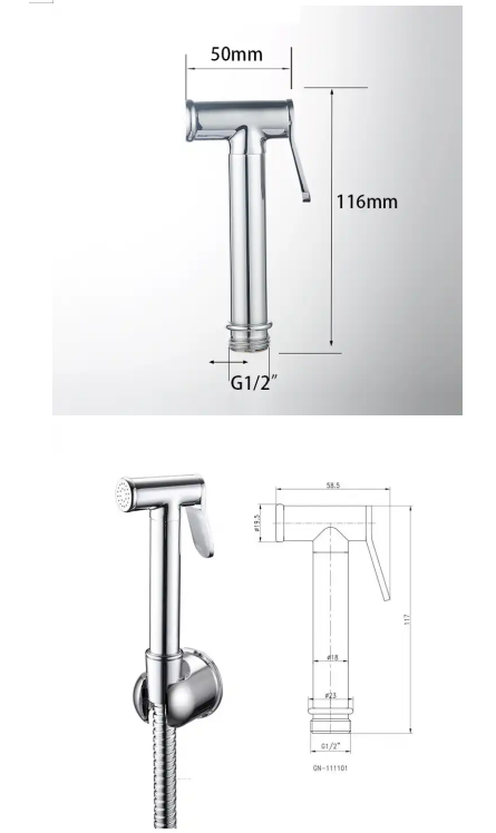 Light Grey Chrome-plated Hand Bidet Sprayer For Bathroom
